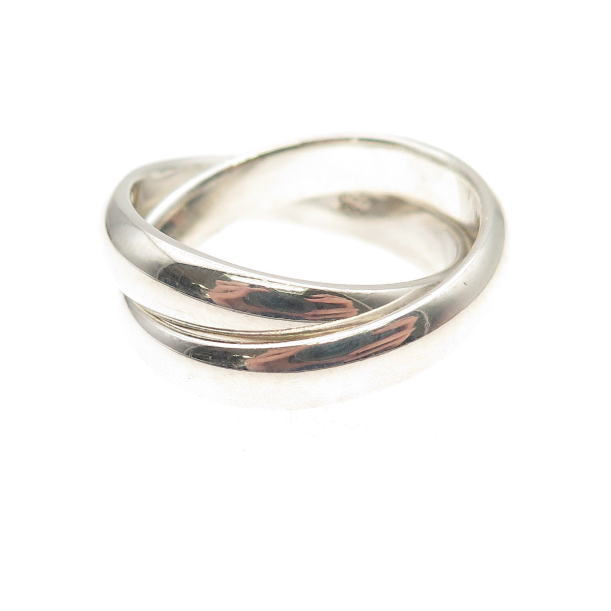 925 Sterling Silver Vintage Interlocked Trinity Band Ring Size 9.25