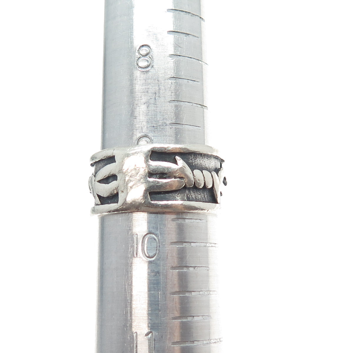 KEN CRAFTS 925 Sterling Silver Vintage Barbed Wire Oxidized Band Ring Size 9.75