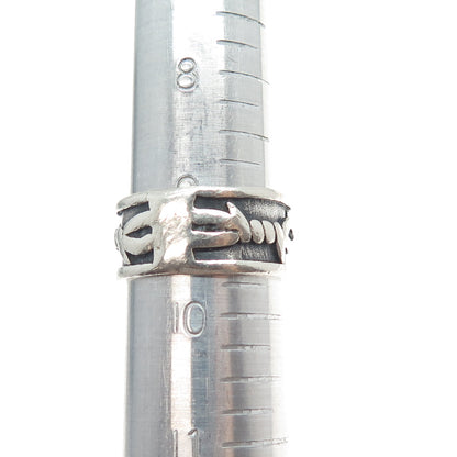 KEN CRAFTS 925 Sterling Silver Vintage Barbed Wire Oxidized Band Ring Size 9.75