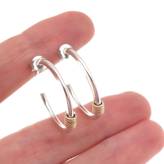 925 Sterling Silver Gold Filled Vintage Hoop Earrings