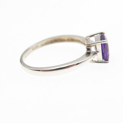 925 Sterling Silver Vintage Real Amethyst Ring Size 8
