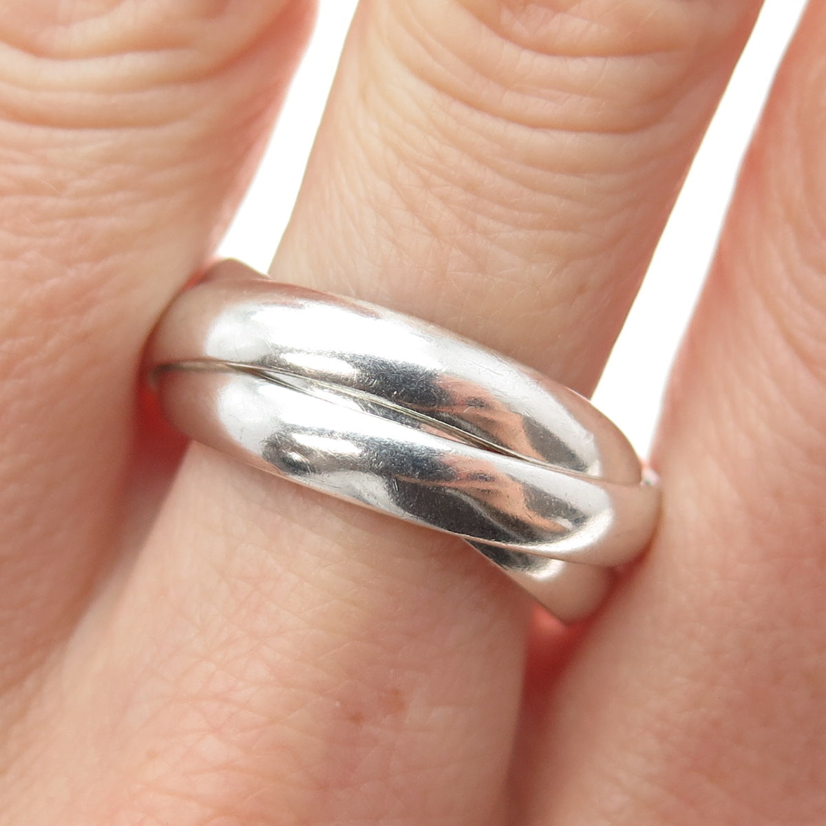 925 Sterling Silver Vintage Interlocked Trinity Band Ring Size 11.75