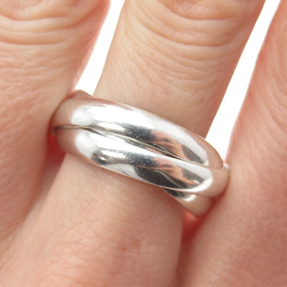 925 Sterling Silver Vintage Interlocked Trinity Band Ring Size 11.75