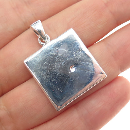 925 Sterling Silver Vintage Real MOP & Black Onyx Modernist Charm Pendant