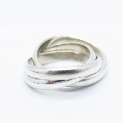 925 Sterling Silver Vintage Triple Interlocked Ring Size 5.75