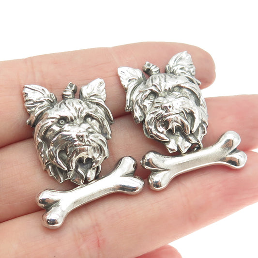 925 Sterling Silver Vintage Yorkshire Terrier Oxidized Cufflinks