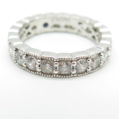 VANNA K 925 Sterling Silver Round-Cut C Z All Around Eternity Ring Size 7.25