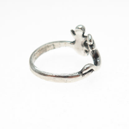 925 Sterling Silver Vintage Om Mantra Oxidized Ring Size 8.25