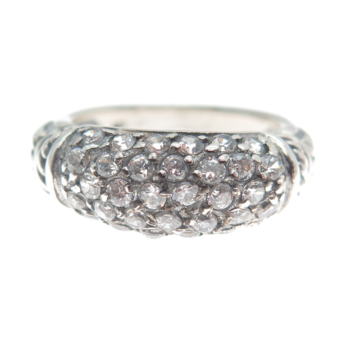 925 Sterling Silver Vintage Round-Cut C Z Ring Size 6