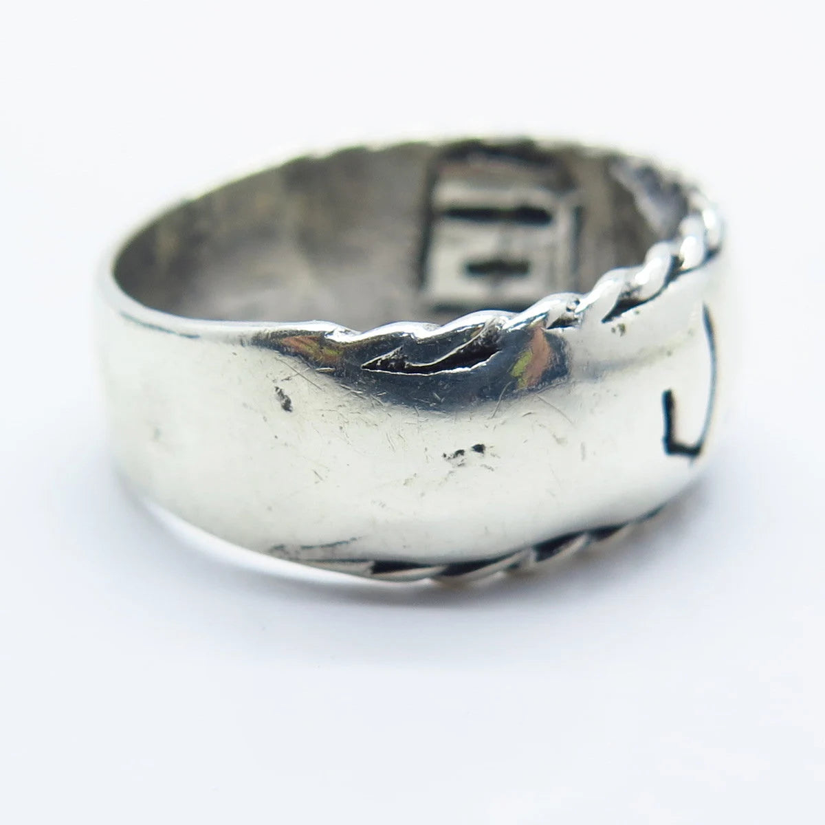 925 Sterling Silver Vintage Tribal Ring Size 9.75