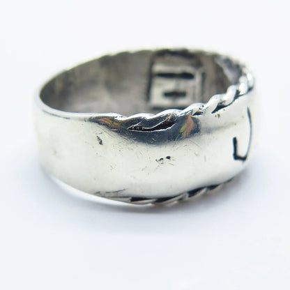 925 Sterling Silver Vintage Tribal Ring Size 9.75