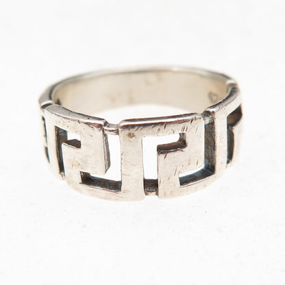 925 Sterling Silver Vintage Greek Key Oxidized Ring Size 6