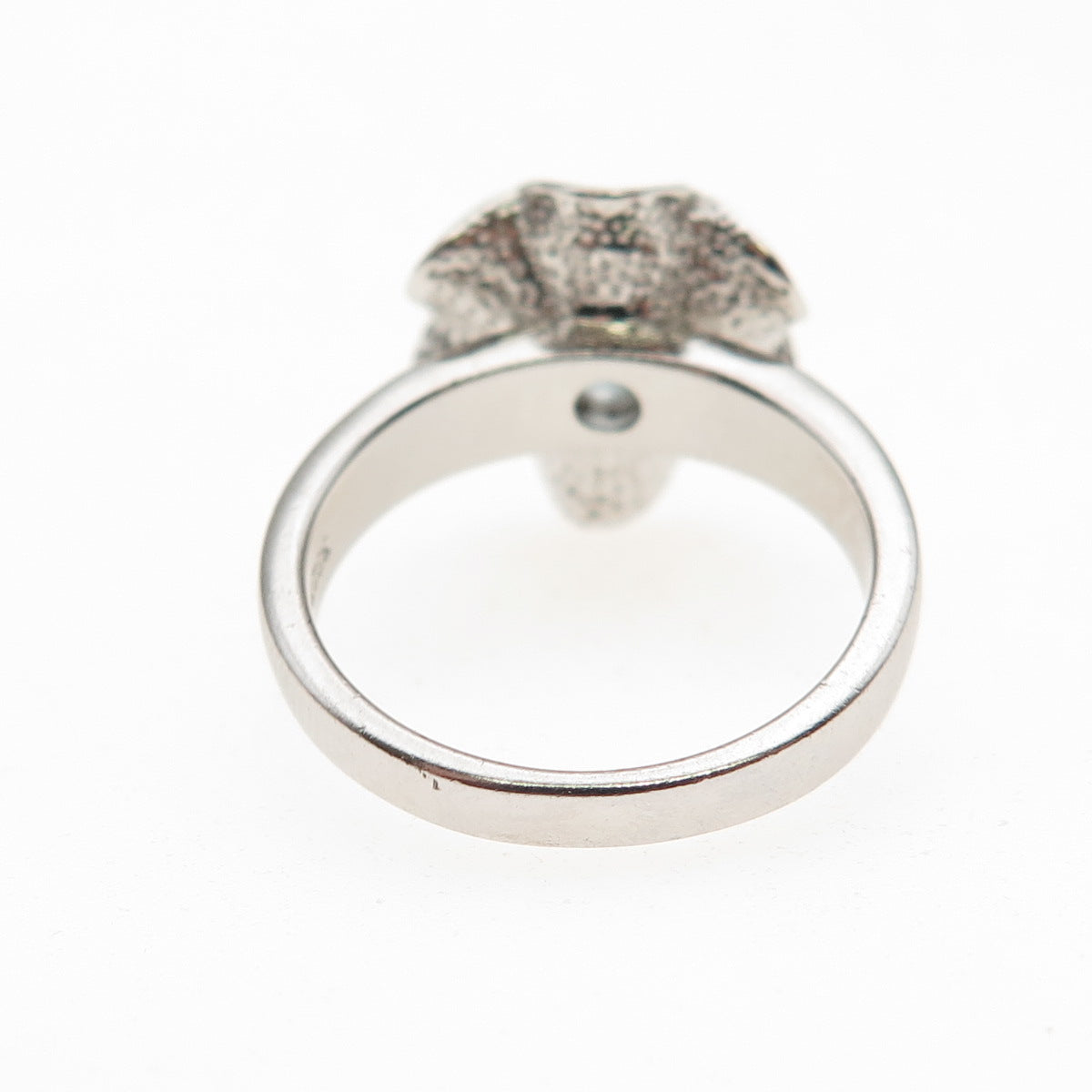 925 Sterling Silver Real Round-Cut Blue Topaz Floral Ring Size 5.75