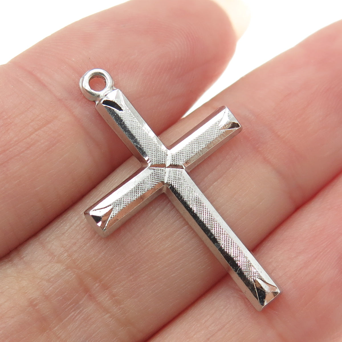 BOJAR 925 Sterling Silver Antique Art Deco Diamond-Cut Cross Religious Pendant