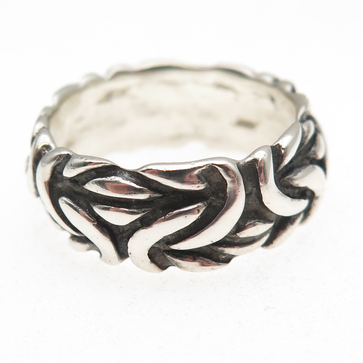 925 Sterling Silver Vintage Byzantine Oxidized Band Ring Size 11.75