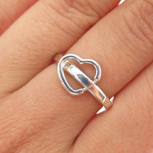 BURTON 925 Sterling Silver Vintage Interlocked Heart Ring Size 7