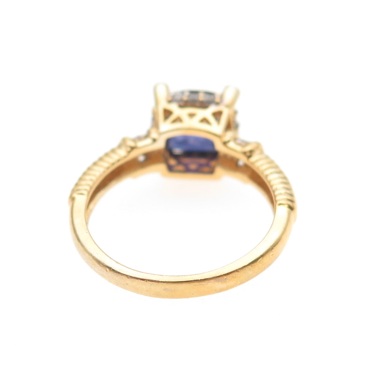 925 Sterling Silver Gold Plated Purple & White C Z Ring Size 7