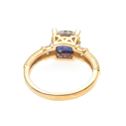 925 Sterling Silver Gold Plated Purple & White C Z Ring Size 7