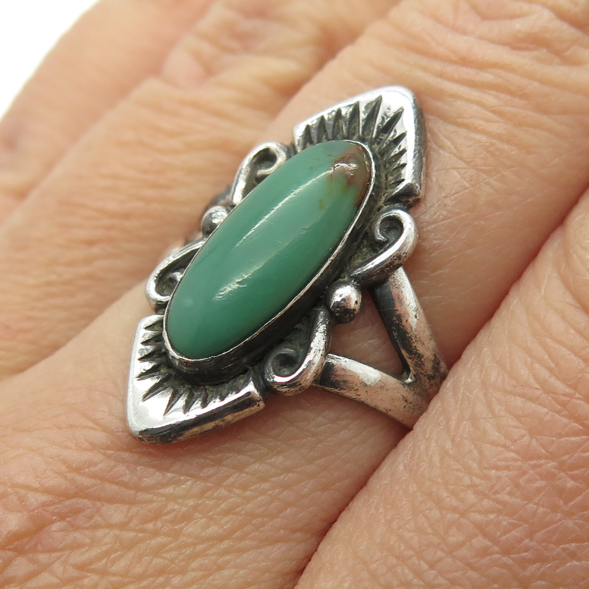 BELL TRADING POST Old Pawn 925 Sterling Silver Royston Turquoise Ring Size 7.75