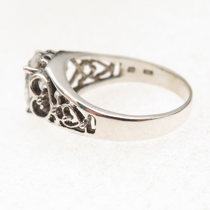 Avon 925 Sterling Silver Vintage Oval-Cut C Z Heart Oxidized Ring Size 9.5