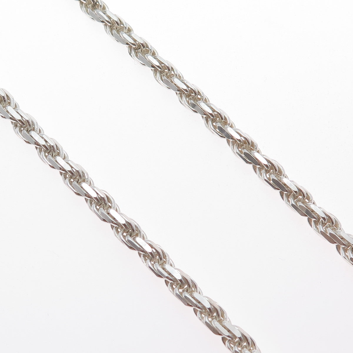 925 Sterling Silver Vintage Italy Twisted Rope Chain Necklace 20"