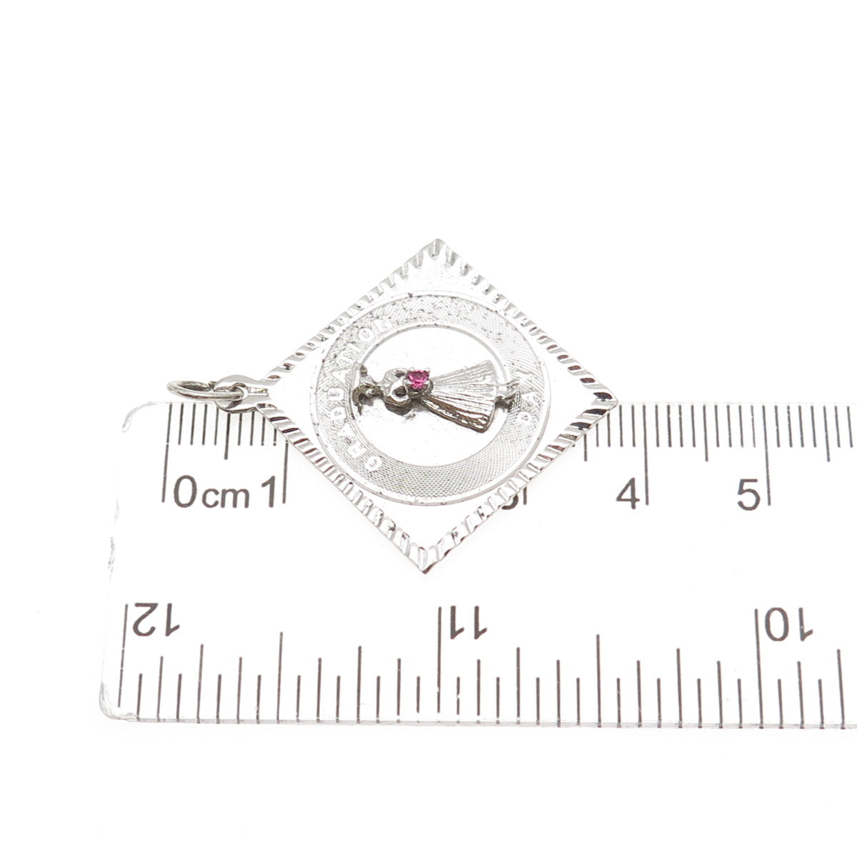 Town & Country Sterling Silver Vintage Pink Rhinestone Graduation Day Pendant