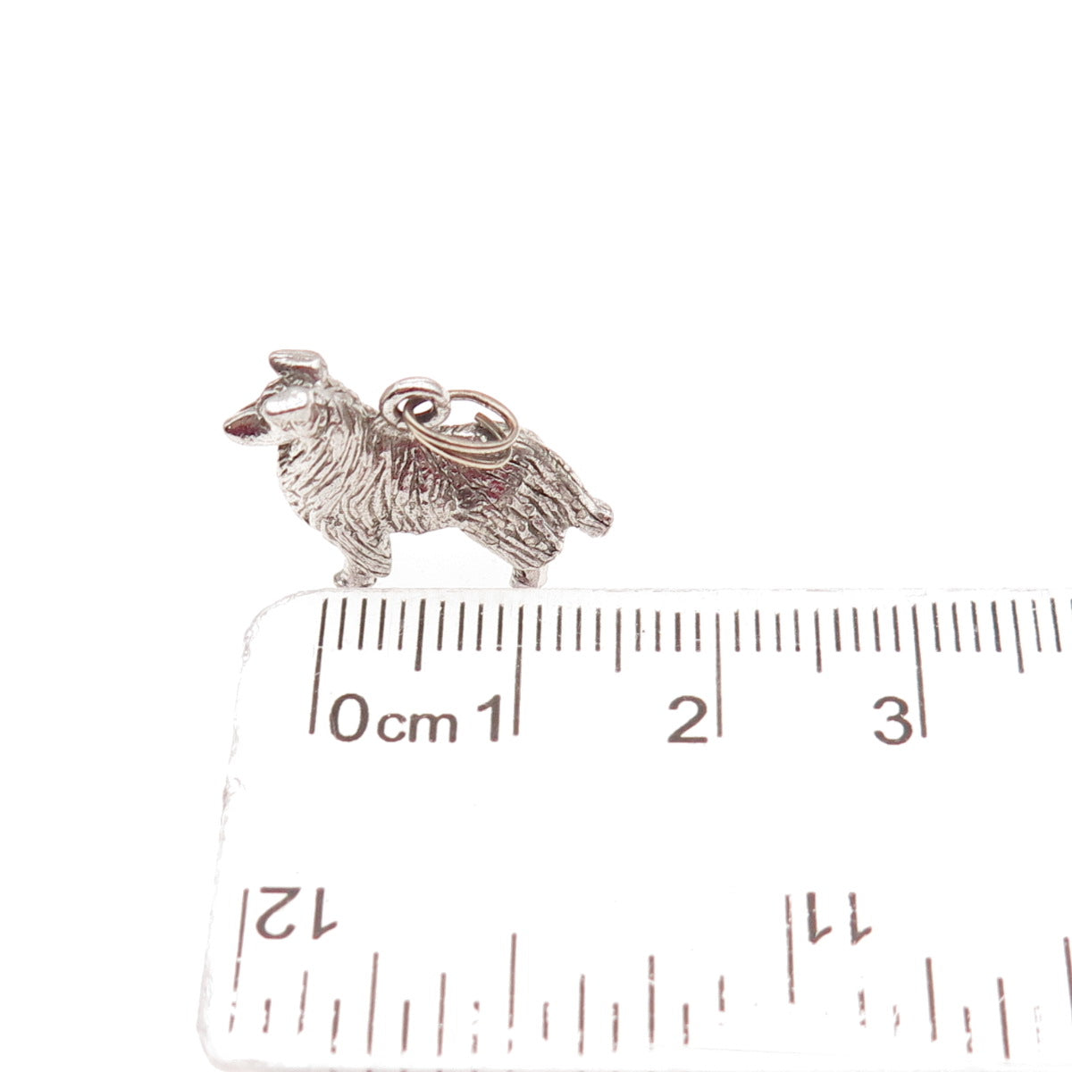 925 Sterling Silver Vintage Border Collie Dog 3D Mini Charm Pendant