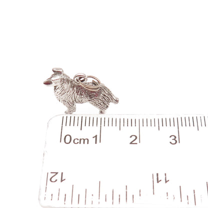925 Sterling Silver Vintage Border Collie Dog 3D Mini Charm Pendant