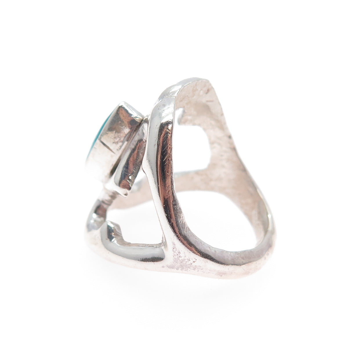 Old Pawn 925 Sterling Silver Vintage Southwestern Turquoise Tribal Ring Size 8