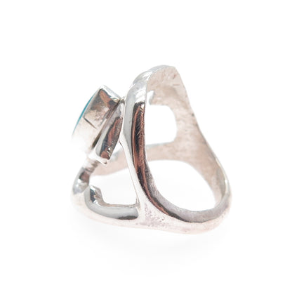 Old Pawn 925 Sterling Silver Vintage Southwestern Turquoise Tribal Ring Size 8