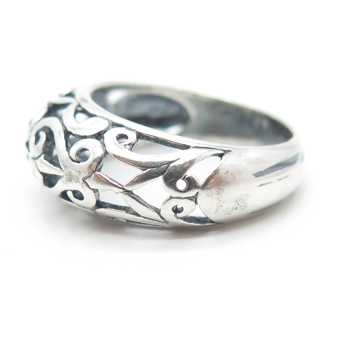 925 Sterling Silver Vintage Swirl Dome Ring Size 7