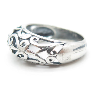 925 Sterling Silver Vintage Swirl Dome Ring Size 7