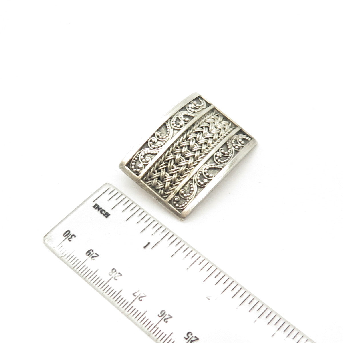 925 Sterling Silver Vintage Lois Hill Granulated Signature Scroll Pin Brooch