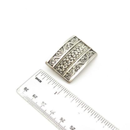 925 Sterling Silver Vintage Lois Hill Granulated Signature Scroll Pin Brooch