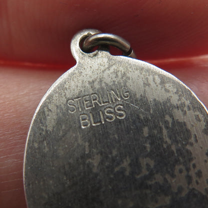 BLISS 925 Sterling Silver Vintage St. Rebecca Religious Oxidized Mini Pendant
