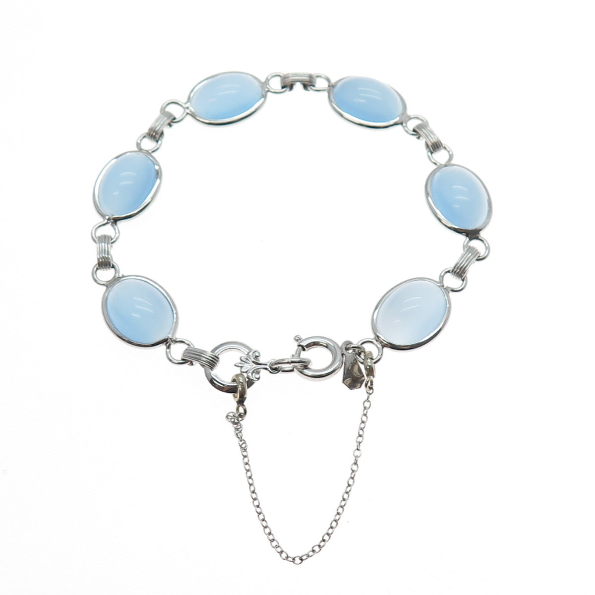 AMCO 925 Sterling Silver Antique Art Deco Apalite Bracelet 7.25"