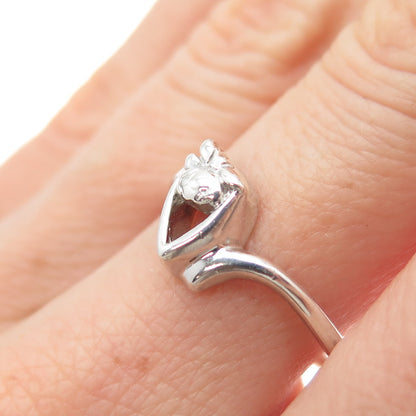 KATHY K. BERNU 925 Sterling Silver Vintage Modernist Heart Ring Size 7.5