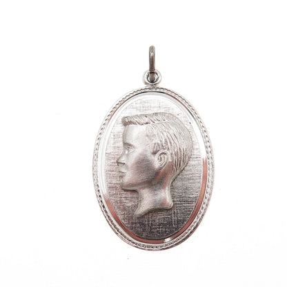 Franklin Mint 925 Sterling Silver Vintage Boy Profile Charm Pendant