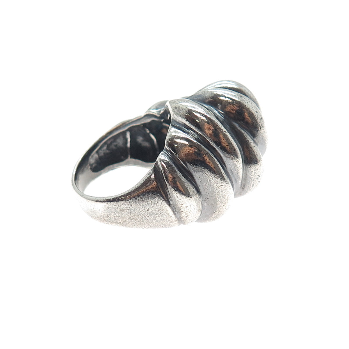 925 Sterling Silver Vintage Modernist Dome Oxidized Ring Size 7