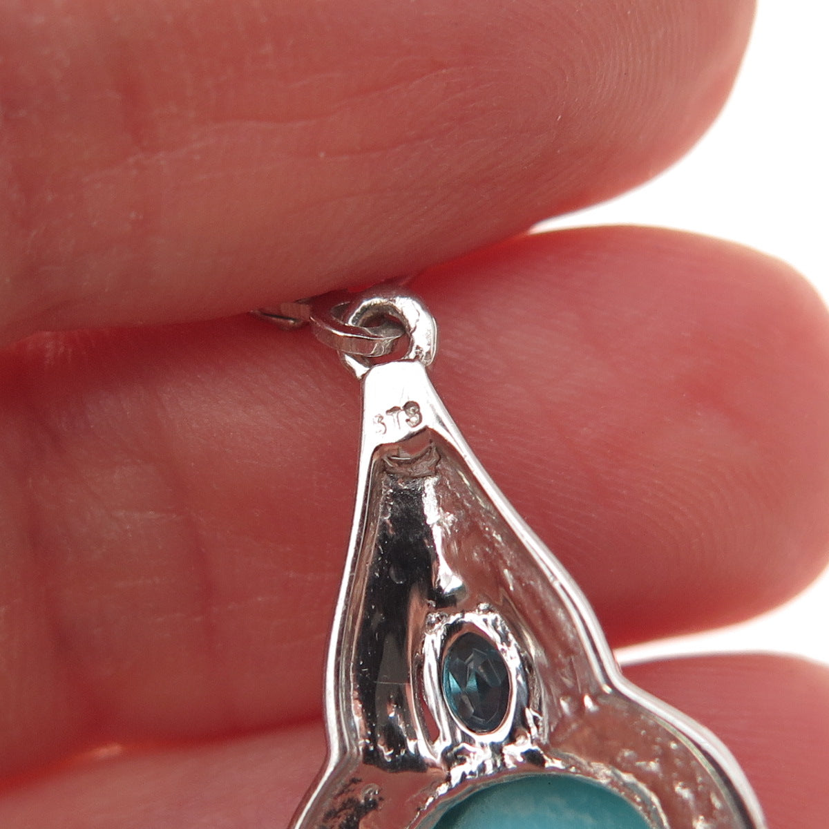 Chuck Clemency 925 Sterling Silver Real Turquoise & Apatite Dangle Earrings