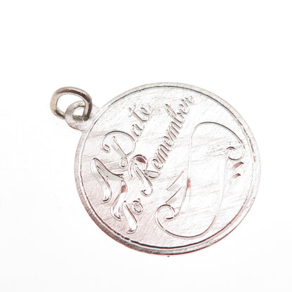 Griffith & Sons 925 Sterling Silver Vintage A Date To Remember Charm Pendant