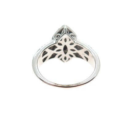 925 Sterling Silver Real Round & Tapered Baguette-Cut Diamond Ring Size 6.75