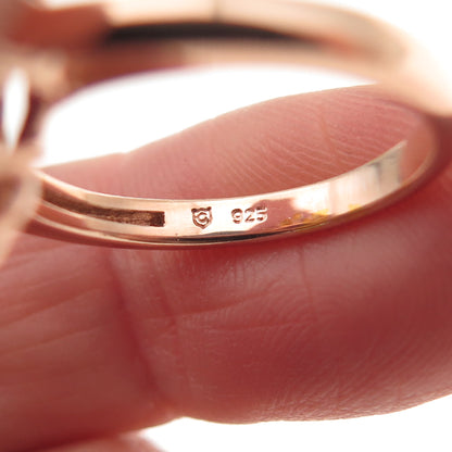 925 Sterling Silver Rose Gold Plated Vintage Real Amethyst Ring Size 6.25