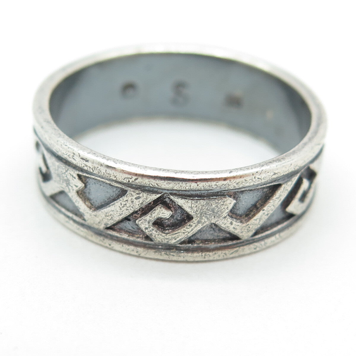 SHUBE 925 Sterling Silver Vintage Spiral Band Oxidized Ring Size 12.25