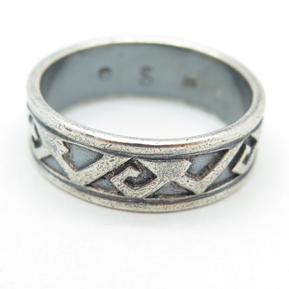 SHUBE 925 Sterling Silver Vintage Spiral Band Oxidized Ring Size 12.25