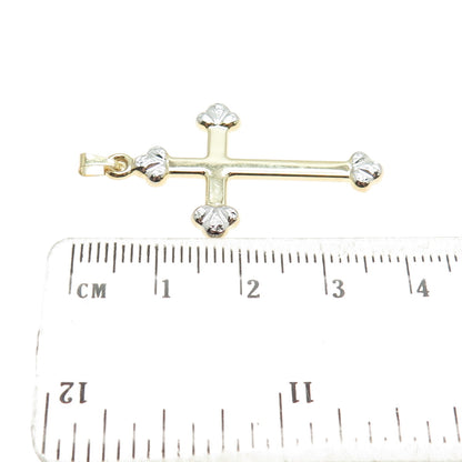 14K Yellow & White Gold Cross Religious Charm Pendant