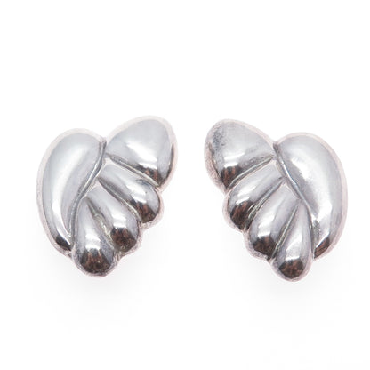 925 Sterling Silver Vintage Mexico Modernist Heart Clip On Earrings