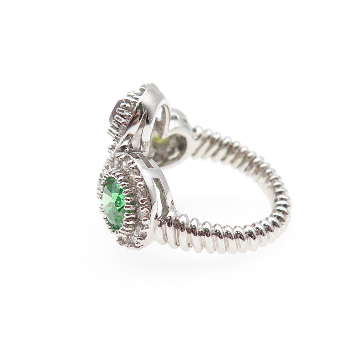 Joseph Esposito 925 Sterling Silver Round-Cut Multi-Color C Z Ring Size 5