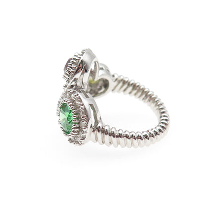 Joseph Esposito 925 Sterling Silver Round-Cut Multi-Color C Z Ring Size 5