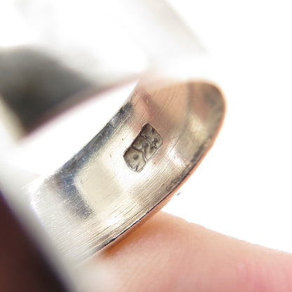 925 Sterling Silver Vintage Modernist Hammered Finish Ring Size 7.5